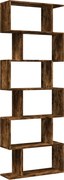 vidaXL 6 szintes füstös tölgy fa elválasztó könyvespolc 70x24x193 cm