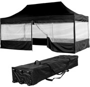 INSTENT PRO Kerti pavilon Fekete 3 x 6 m + 4 oldalfal