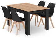 Fekete étkező szett 1 + 4, MADO CRAFT asztal 120x80 + BALI MARK szék fekete
