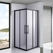 Stuxi Nizza Black 70x70 cm szögletes két tolóajtós zuhanykabin 6 mm vízlepergető biztonsági üveggel, fekete elemekkel, 190 cm magas