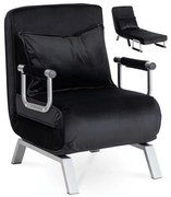 Ágyazható Fotel BART Fekete Bársony Kárpittal.