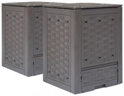 2 db barna műanyag rattan kerti komposztáló 60x60x83 cm 600 L