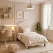 Krém Bársony Kárpitozott Ágy. 90x200 CRATER