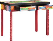 vidaXL Íróasztal Sokszínű 100 x 50 x 77 cm Tömör Mangófa és Műszaki Fa