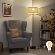 Brilagi - LED állólámpa CERIA 1xE27/40W/230V Ø 40 cm bambusz/fekete