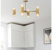 Elstead MARVELE8-AB-OPAL - Rúdon függő csillár MARVELE 8xE14/40W/230V aranyszínű