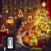 Karácsonyfa Lámpák Függöny Rénszarvasok Karácsonyfa Csengők 138 Led 2.3M