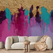 Fotótapéta - Fal színekkel és arannyal (147x102 cm)