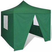 zöld összecsukható pavilon 4 fallal 3 x 3 m