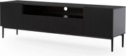 Nicole TV-szekrény 200 cm nyitott polccal és fiókokkal - fekete matt / fekete lábak