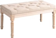 HOMCOM Kárpitozott Pad Hagyományos Ülés, Ágy Elé Való Pad, Előszoba Pad Gombokkal, Vászon Hatású, 120 kg Terhelhetőség, 80x40x43cm, Bézs | Aosom