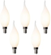 Set van 5 E14 dimbare LED lampen BXS35 opaal 4W 450 lm 2700K