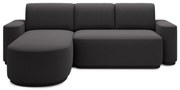 Sötétszürke zsenília kinyitható-tárolóhelyes sarokkanapé (bal oldali-heverő résszel) Aurumm – ELTAP