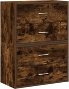 vidaXL 2 db füstölt tölgy szerelt fa szekrény 2 fiókkal 60 x 31 x 40cm