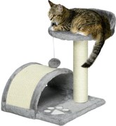 PawHut Kicsi Macskakaromfa 46 cm Magasságú, 2-Szintű Macska Fa Kaparó Poszttal, Platformokkal és Lógó Labda Játékkal 35.5x37x46 cm Szürke | Aosom