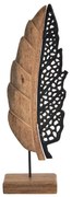 InDecor Fekete mangófa levél talapzaton, 11 x 5 x 35 cm