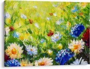 Virágzó rét képe, olajfestmény (70x50 cm)