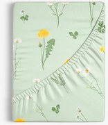 Goldea pamut körgumis lepedő - mező, zöld melanzs alapon 80 x 160 cm