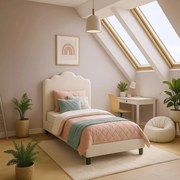 Krém Bouclé Kárpitozott Ágy 90x200 CRATER