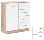 Miami komód 1ajtós 4 fiókos 80x92 cm fehér-sonoma tölgy