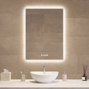 Álló fürdőszobai LED tükör 70x90cm | Páramentesítő - Óra - Fényerő és színhőmérséklet szabályozás | Welland Kath
