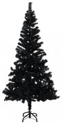 fekete PVC műkarácsonyfa állvánnyal 210 cm