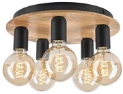 Mennyezeti lámpa DUSTY 5xE27/15W/230V átm. 34 cm tölgy/fekete