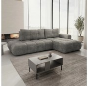 Kihúzható, kárpitozott L-alakú sarokülőgarnitúra ALMADA, jobb oldali, szürke