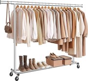 DOLLY ruharendező állvány, kerekekkel, max. 150 kg, 45x160-200x161,5cm, ezüst SongmicsHome