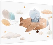 Kép - Akvarell elefánt egy repülőgépen (90x60 cm)