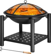 FIRE tűzrakóhely fatárolóval, Ø55cm, fekete Gardebruk