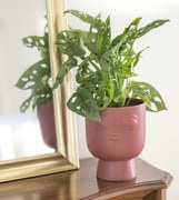 Kerek Modern Kerámia kaspóvédő Arc bordó 17 cm magas