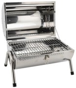 Hordozható faszén grill fényes króm