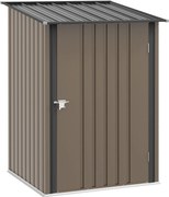 Outsunny Fém Szerszámtároló 1.6m³ 100x103x160cm Kerti Sátor Fodros Tetővel Zárható Ajtóval, Időjárásálló Kültéri Tároló Szekrény Kerthez, Barna | Aoso