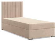 Agen egyszemélyes ágy, bársony, ágyneműtartóval, bézs