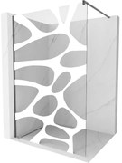 Mexen Kioto, Walk-In zuhany paraván 100 x 200 cm, 8 mm átlátszó üveg fehér mintás, grafit profil, 800-100-101-66-97