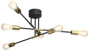 Csillár rúdon FLAME 6xE27/60W/230V fekete/arany