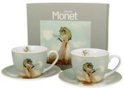 Porcelán csésze + alj 270 ml 2 személyes dobozban Monet Hölgy esernyővel