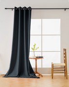 OXFORD fekete függöny 140x250 cm Felfüggesztés: Fém gyűrűk