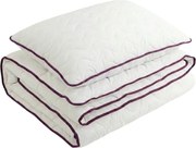 Egész éves steppelt takaró 140x200 cm párnával STELLA LAVENDER 70x90 cm, fehér