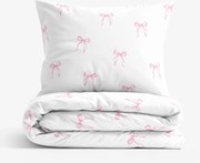Goldea pamut ágyneműhuzat - rózsaszín masnik 140 x 200 és 70 x 90 cm