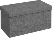HOMCOM Tároló Trunk Ágyhoz 84L Összecsukható Tároló Puff Bőrpólóval és Fedéllel a Nappalihoz 76x38x38 cm Sötétszürke | Aosom