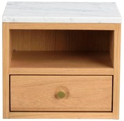 Natúr színű éjjeliszekrény márvány dekoros asztallappal Whitmore – Rowico