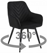 NANA360 VELVET fekete forgó étkezőszék