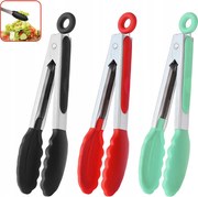 3DB Szilikon Konyhai Fogó Húsokhoz Rozsdamentes Acél Hosszú 27 CM