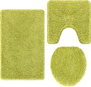 vidaXL Csúszásmentes fürdőszőnyeg készlet 3 pcs Zöld PP
