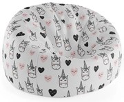 Cocoon babzsák egyszarvú fej, fehér / fekete