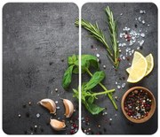 Szürke edzett üveg tűzhely fedőlap szett 2 db-os Universal Herbs – Wenko
