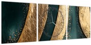 Kép - Zöld absztrakció arannyal I. (órával) (90x30 cm)