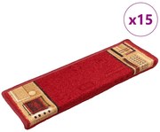 15 db piros öntapadó lépcsőszőnyeg 65x21x4 cm